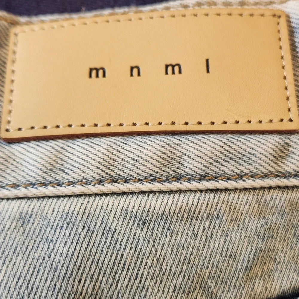 mnml Straight Leg Jeans Mens 32 Light Wash NWOT Raw Hem Streetwear Denim